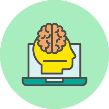 Beyin Satırı Dolu Çember Simgesi