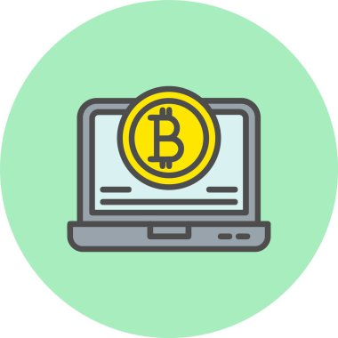 Kripto Para Birimi Vektör Satırı Dolu Çember Simgesi