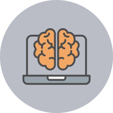 Beyin Satırı Dolu Çember Simgesi