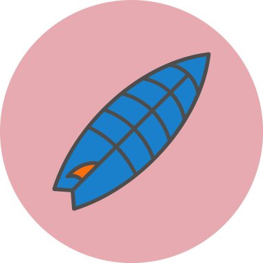 Sörf Tahtası Satırı Dolu Çember Simgesi