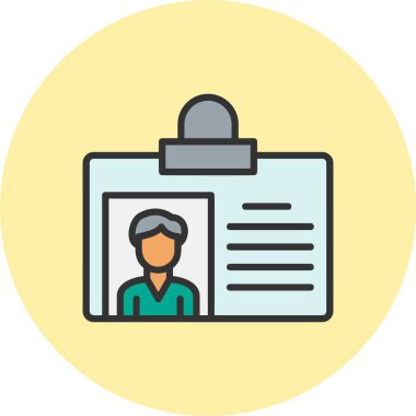 Kimlik Kartı Satırı Dolu Çember Simgesi