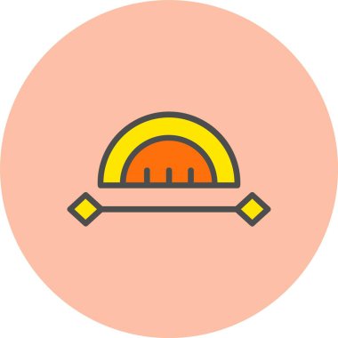 Eğri Cetvel Satırı Dolu Çember Simgesi