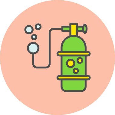 Oksijen Silindiri Satırı Dolu Çember Simgesi