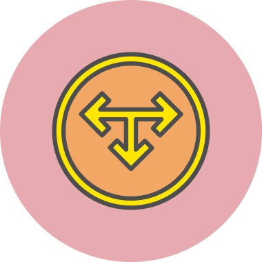 T Kavşağı Satırı Dolu Çember Simgesi