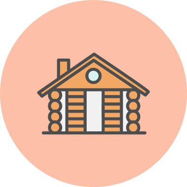 Ahşap Ev Satırı Daire Simgesi Dolu