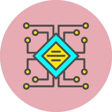 Dijital Vektör Satırı Dolu Çember Simgesi