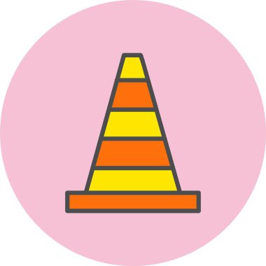 Trafik Konisi Satırı Çember Simgesi Dolduruldu