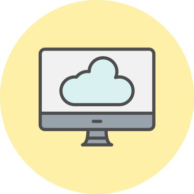 Bulut Satırı Dolu Çember Simgesi