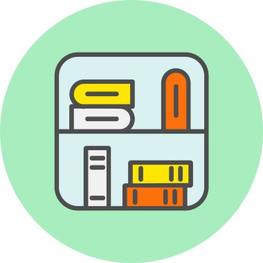 Kütüphane Satırı Dolu Çember Simgesi