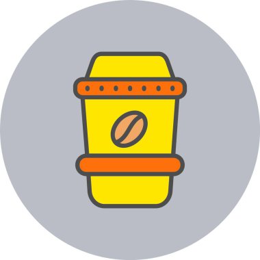 Kahve Bardağı Satırı Dolu Çember Simgesi