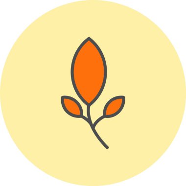 Yaprak Satırı Dolu Çember Simgesi