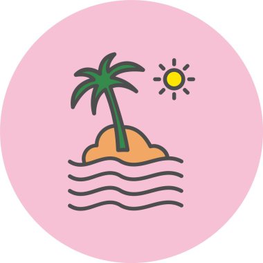 Sahil Hattı Dolu Çember Simgesi