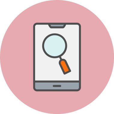 Büyüteç Satırı Dolu Çember Simgesi