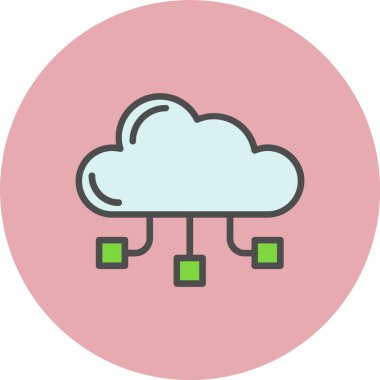 Bulut Hesaplama Satırı Dolu Çember Simgesi