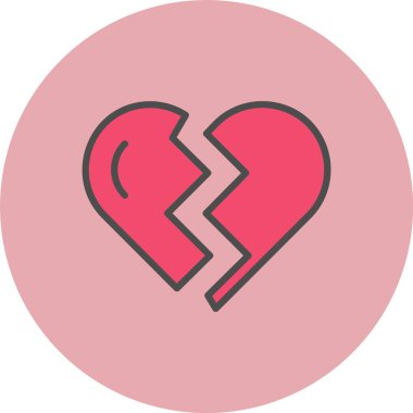 Kırık Kalpler Satırı Dolu Çember Simgesi