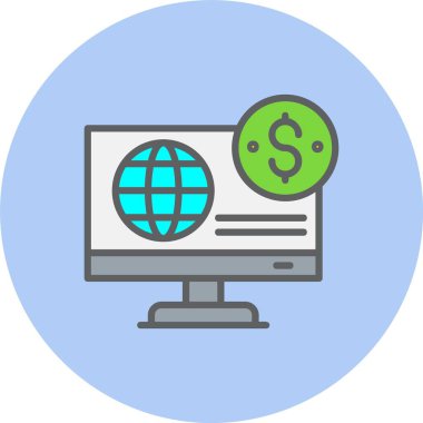 Çevrimiçi İş Hattı Dolu Çember Simgesi