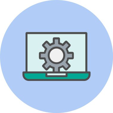 Laptop Satırı Dolu Çember Simgesi