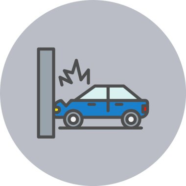 Kaza Otomobili Dolu Çember Simgesi