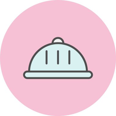 Yemek Tepsisi Satırı Dolu Çember Simgesi