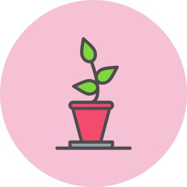 Bitki Satırı Dolu Çember Simgesi