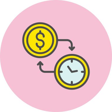 Zaman Para Satırı Dolu Çember Simgesi