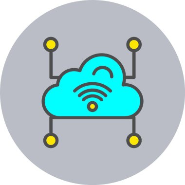 Bulut Veri Vektör Satırı Dolu Çember Simgesi