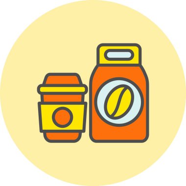 Kahve Torbası Satırı Dolu Çember Simgesi