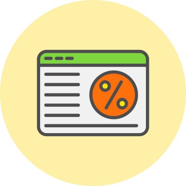 İndirim Satırı Dolu Çember Simgesi