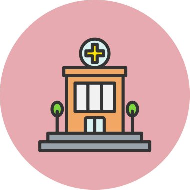 Hastane Satırı Dolu Çember Simgesi