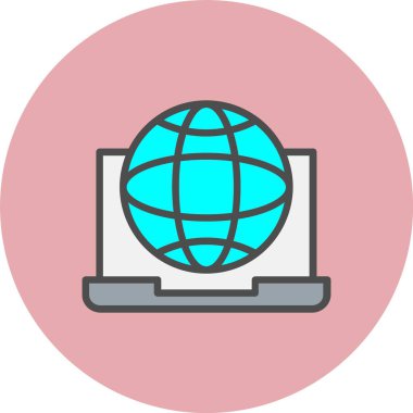 Dünya Çizgisi Dolu Çember Simgesi