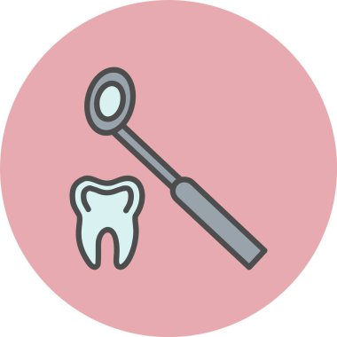 Diş Aynası Satırı Dolu Çember Simgesi