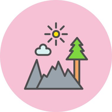 Dağ Çizgisi Dolu Çember Simgesi