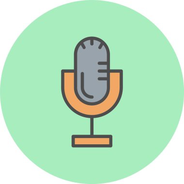 Mikrofon Satırı Dolu Çember Simgesi