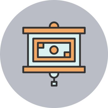 Projektör Ekran Satırı Daire Simgesi Dolu