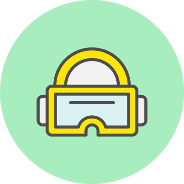 VR Gözlük Satırı Dolu Çember Simgesi