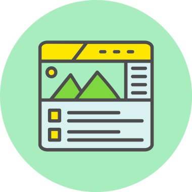 Web Tasarım Satırı Dolu Çember Simgesi