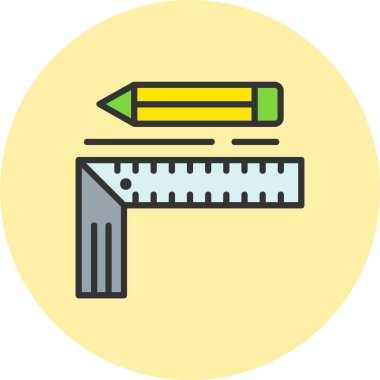 Açılı Cetvel Satırı Dolu Çember Simgesi