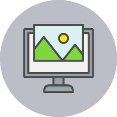 Resim Satırı Dolu Çember Simgesi