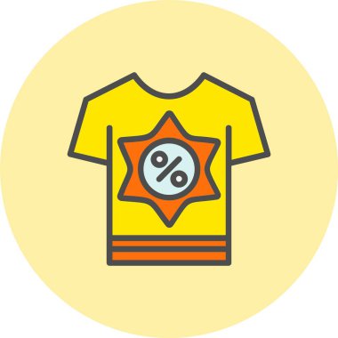 İndirimli Gömlek Satırı Dolu Çember Simgesi