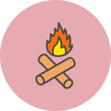 Kamp ateşi Satırı Dolu Çember Simgesi