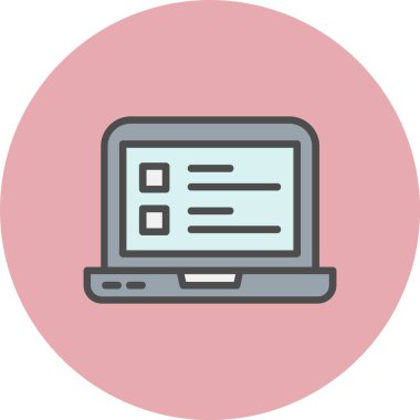 Laptop Satırı Dolu Çember Simgesi