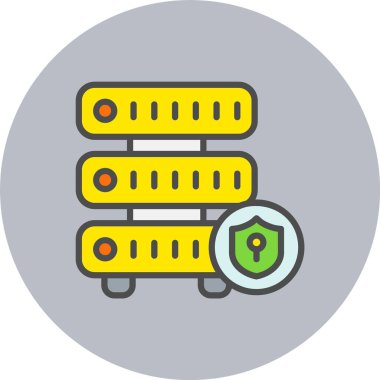 Veri Güvenliği Satırı Dolu Çember Simgesi