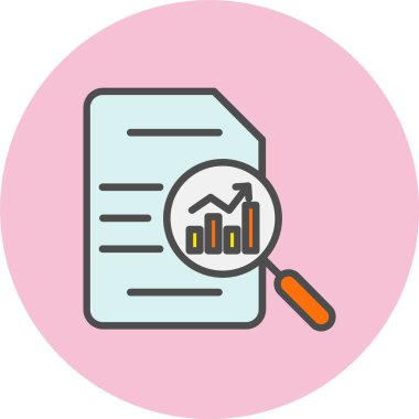 Pazarlama Araştırma Satırı Dolu Çember Simgesi