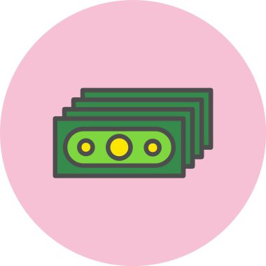 Para Satırı Dolu Çember Simgesi