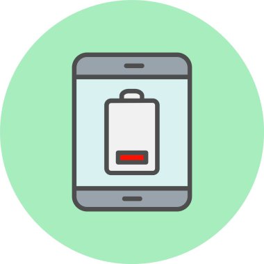 Pil Düşük Satır Dolu Çember Simgesi