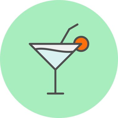 Kokteyl Satırı Dolu Çember Simgesi