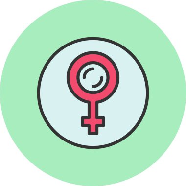 Kadın Cinsiyet Sembol Satırı Dolu Çember Simgesi