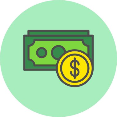 Para Satırı Dolu Çember Simgesi