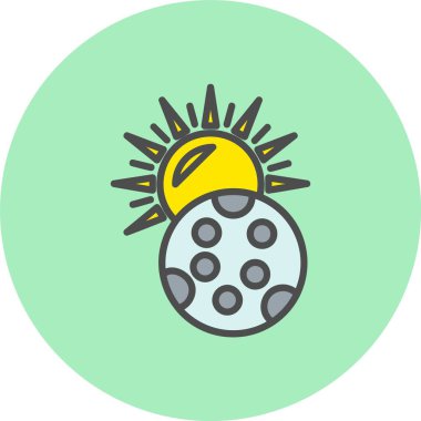 Ay ve Güneş Çizgisi Dolu Çember Simgesi