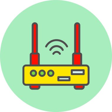 Wifi Yönlendirici Satırı Dolu Çember Simgesi